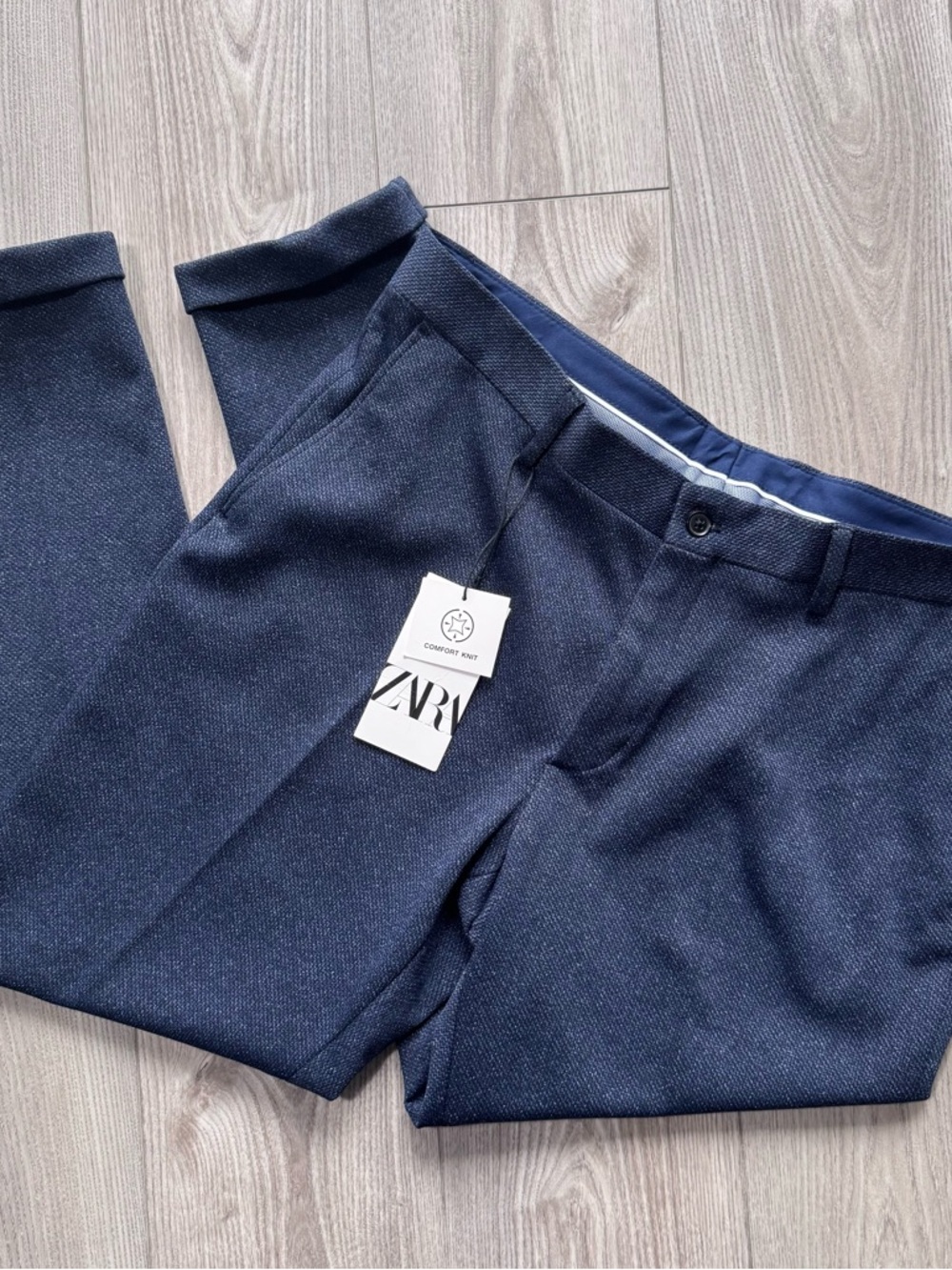 ZARA Men's Dark Navy Dress Trousers